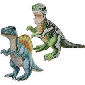 Speelgoed set van 2x pluche dino knuffels T-Rex en Stegosaurus van ongeveer 30 cm