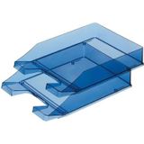Set van 6x stuks brievenbakjes/postbakjes transparant blauw A4 formaat 25 x 33 x 6 cm - Documenten/papieren opbergen/bewaren - Kantoorartikelen