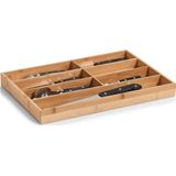 3x Bruine bestekbakken inzetbakken bamboe 44 x 30,5 cm - Zeller - Keukenbenodigdheden - Keukenlade/besteklade inzetbakken - Bestekbakken van hout