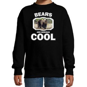 Dieren beren sweater zwart kinderen - bears are serious cool trui jongens/ meisjes - cadeau bruine beer/ beren liefhebber - kinderkleding / kleding