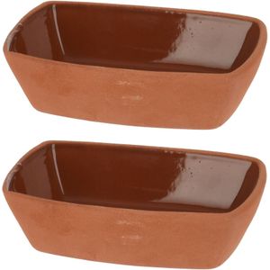 Tapasschaaltje/serveerschaaltje - 4st - Terracotta - 170ml 13x9x3,5cm