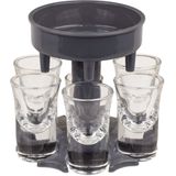 Shotglas drank dispenser inclusief 6 shotglaasjes - 12 x 13 cm - Drankspel/feest - Shotglazen