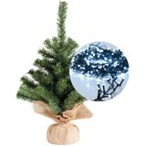 Mini kerstboom 35 cm - met kerstverlichting helder wit 300cm -40 leds