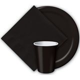 40x Zwarte papieren feest bekertjes 256 ml - Wegwerpbekertjes zwart van papier - Halloween/themafeest tafeldecoratie