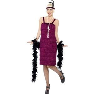 Bordeaux rood flapper jurkje verkleed kostuum voor dames - Carnavalskleding Charleston/jaren 20 Great Gatsby verkleedoutfit
