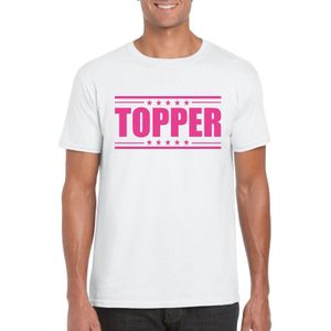 Topper t-shirt wit met roze bedrukking heren