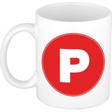 Mok / beker met de letter P rode bedrukking voor het maken van een naam / woord - koffiebeker / koffiemok - namen beker