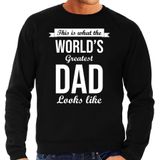 Worlds greatest dad cadeau sweater zwart voor heren - Vaderdag / verjaardag kado trui