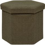 Atmosphera Poef/krukje/Hocker Jako - Opvouwbaar/Opslag box 60L - Olijfgroen - D40 x H38 cm - MDF/polyester