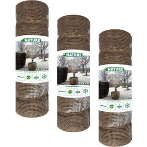 Nature plantenhoes jute - 3x - H100 x D75 cm - naturel - wintermotief - anti-vorst planten beschermhoes