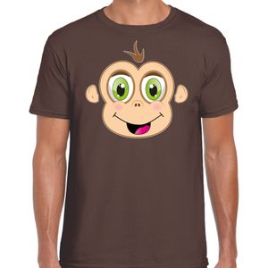 Bellatio Decorations dieren verkleed t-shirt heren - aap gezicht - carnavalskleding - bruin