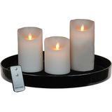Zwart dienblad - inclusief 3 LED kaarsen wit - met afstandsbediening
