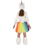 Eenhoorn dieren jurkje wit met regenboog voor meisjes - Carnavaloutfits/verkleedkleding voor meisjes