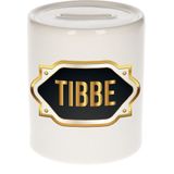 Tibbe naam cadeau spaarpot met gouden embleem - kado verjaardag/ vaderdag/ pensioen/ geslaagd/ bedankt