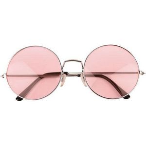 Toppers Roze hippie XL bril met grote glazen