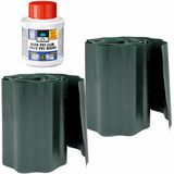 3x stuks Kunststof grasranden / borderranden groen 9 m x 20 cm inclusief Bison PVC lijm