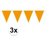 3 stuks Vlaggenlijnen/slingers XXL oranje 10 meter