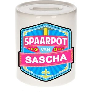 Kinder spaarpot voor Sascha  - keramiek - naam spaarpotten