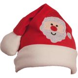 Baby kerstmuts - 2x st - rood met kerstman - polyester - voor baby/peuter 12-24 maanden