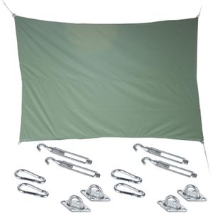 Premium kwaliteit schaduwdoek/zonnescherm Shae rechthoekig groen 2 x 3 meter - inclusief bevestiging haken set