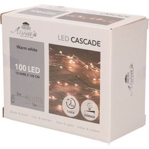 Cascade draadverlichting lichtsnoer - 100 leds - warm wit - 10 lichtdraden