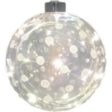 3x Glazen decoratie kerstballen met 20 led lampjes verlichting 12 cm - Kerstversiering/kerstdecoratie