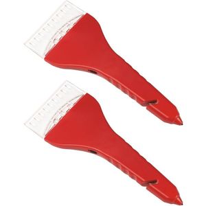 2x stuks multifunctionele ijskrabber rood met LED verlichting - Noodhamer - Gordelsnijder - Auto accessoires