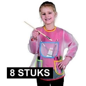8x Kinder knutsel schort met zakken - Kliederschort voor kinderen