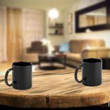 Bellatio Design Koffie mokken/bekers - keramiek - glans - met oor - zwart - 370 ml