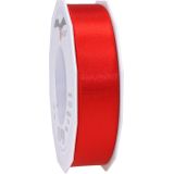 2x Luxe Hobby/decoratie rode satijnen sierlinten 2,5 cm/25 mm x 25 meter- Luxe kwaliteit - Cadeaulint satijnlint/ribbon