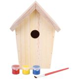 3x stuks DIY vogelhuisje schilderen 20 cm - Vogelhuisje/nestkastje inclusief verf - Hobby/knutselmateriaal