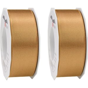 2x Luxe, brede Hobby/decoratie bronzen satijnen sierlinten 4 cm/40 mm x 25 meter- Luxe kwaliteit - Cadeaulint satijnlint/ribbon