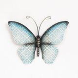 Anna's Collection Wand decoratie vlinder - 2x - blauw - 20 x 14 cm - metaal - muurdecoratie