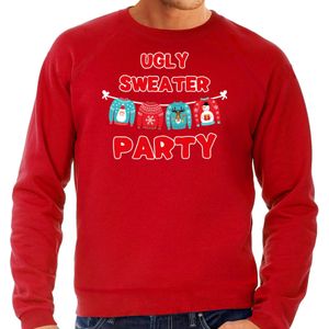 Ugly sweater party Kerstsweater / Kerst trui rood voor heren - Kerstkleding / Christmas outfit