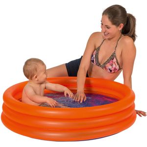 Oranje opblaasbaar zwembad baby badje 100 x 23 cm speelgoed - Rond zwembadje - Babybadje - Douchecabine badje - Pierenbadje - Buitenspeelgoed voor kinderen