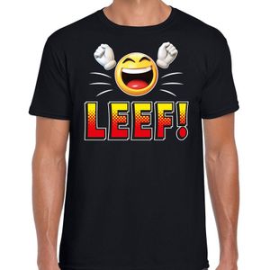 Funny emoticon t-shirt LEEF zwart voor heren -  Fun / cadeau shirt
