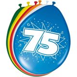 Folat - Verjaardag feestversiering 75 jaar PARTY letters en 16x ballonnen met 2x plastic vlaggetjes