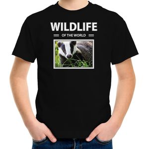 Dieren foto t-shirt Das - zwart - kinderen - wildlife of the world - cadeau shirt Dassen liefhebber - kinderkleding / kleding