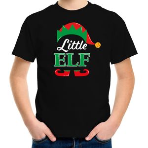 Little elf Kerst t-shirt - zwart - kinderen - Kerstkleding / Kerst outfit