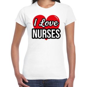 I love nurses verkleed t-shirt wit - dames - Verkleed outfit / kleding