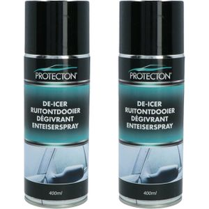 Protecton Ruitenontdooier spray - 2x - voor auto - 400 ml - antivries sprays - winter/vorst/bevriezen