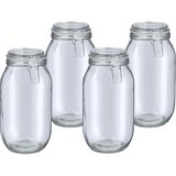 Zeller Voorraadpot/bewaarpot Alfie - 4x - 2L - glas - beugelsluiting - D13 x H26 cm