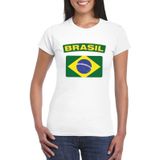 Brazilie t-shirt met Braziliaanse vlag wit dames