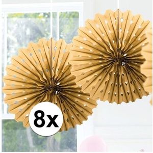 8x Decoratie waaier goud 45 cm