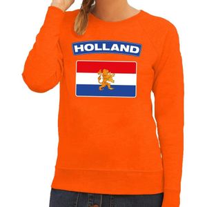 Oranje Holland vlag sweater / trui dames - Oranje Koningsdag/ supporter kleding