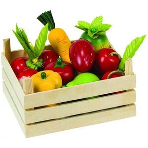 Goki Speelgoed houten kist - met groente en fruit - voor kinderen
