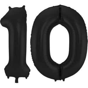 Folat Folie ballonnen - 10 jaar cijfer - zwart - 86 cm - leeftijd feestartikelen