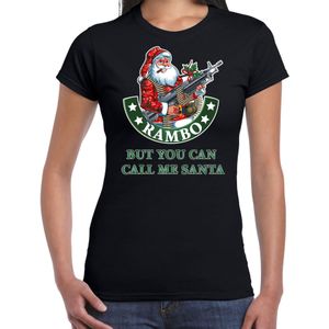 Fout Kerstshirt / Kerst t-shirt Rambo but you can call me Santa zwart voor dames - Kerstkleding / Christmas outfit