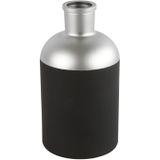 Countryfield Bloemen/Deco vaas - 2x - zwart/zilver - glas - 14 x 26 cm