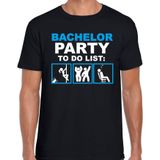 Vrijgezellen Bachelor party to do list t-shirt zwart heren - Vrijgezellenfeest kleding / shirt mannen